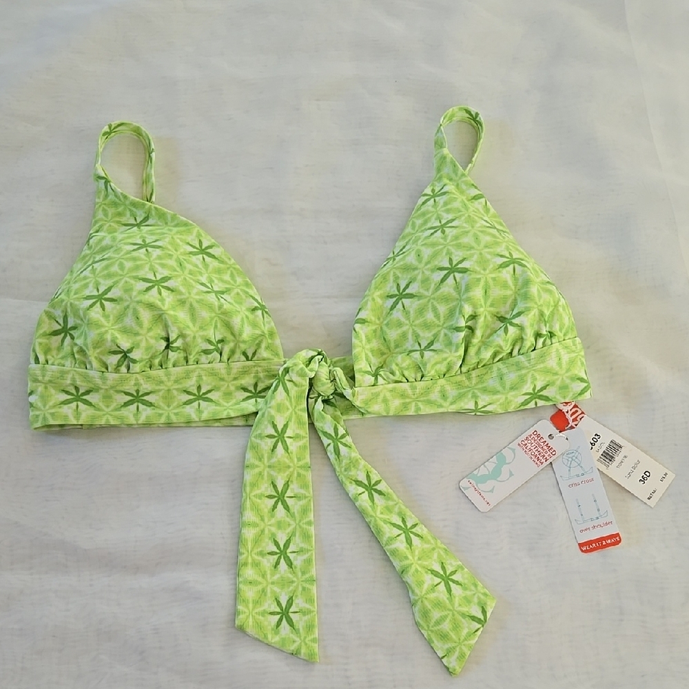 Green Patterned Bikini Top